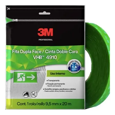 Fita Dupla Face 3m Vhb 9,5mm X 20m 4910 Transparente Lisa