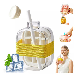 Garrafa De Cubo De Gelo, Garrafa De Água Com Compartimento Garrafa De Cubo De Gelo, Garrafa De Água Com Compartimento