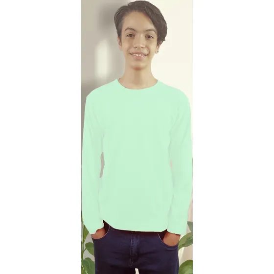 Polera Para Niños Manga Larga Unicolor 100% Algodon Cod 001
