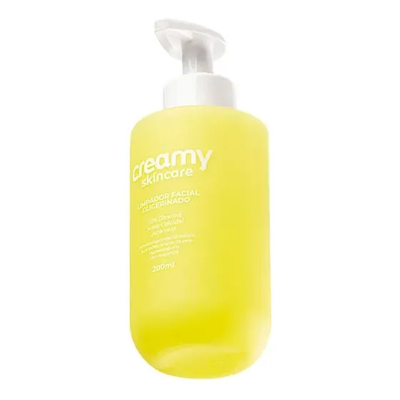 Creamy Skincare Limpador Facial Glicerinado 200ml | Limpeza Profunda, 50% Glicerina, Hidratação Intensa, Acalma a Pele | Peles Secas e Sensíveis, Dia e Noite 15+