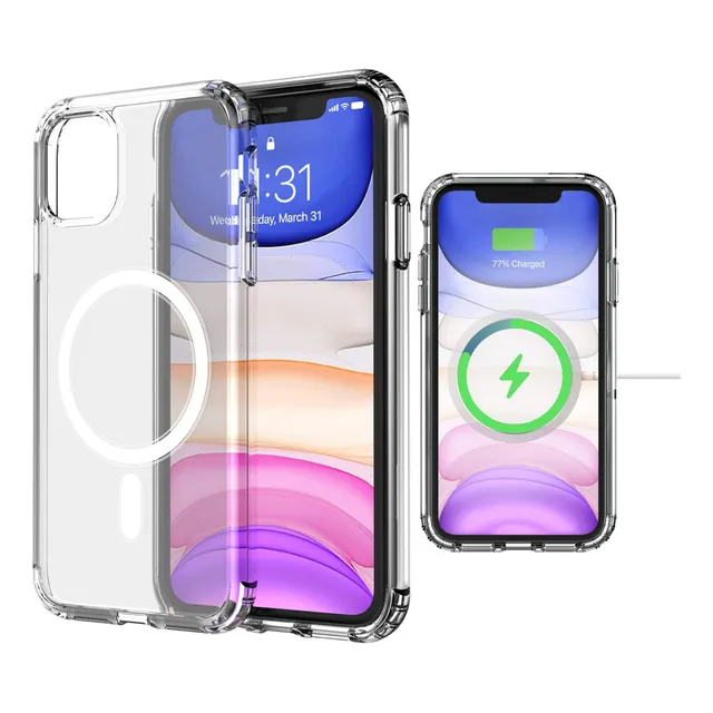 Estuche Funda Transparente Con Carga Magnética Para iPhone