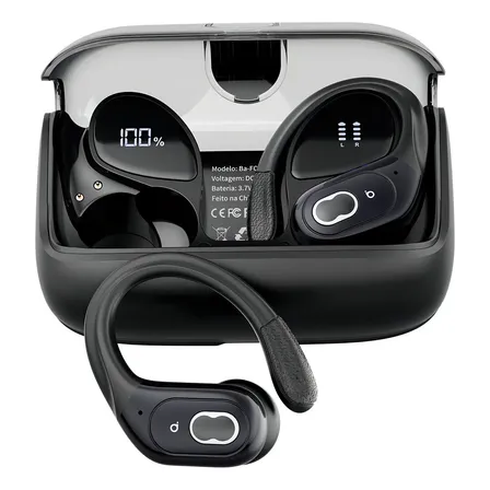 Basike Fone De Ouvido Sem Fio Esportivo Bluetooth5.4 Tws, Corrida Gancho, À Prova D'água, Com Gan, Tela Led Dupla, Suporta Chamadas De Voz, Adequadas Para Android E Ios, Cor Preto