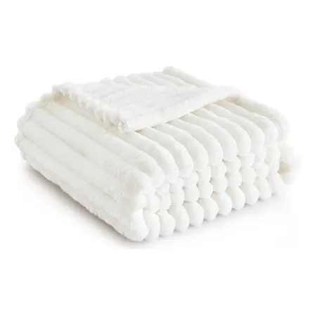 Frazada Manta Piecera 130 X 150 Cm Termica Sherpa Polar Az Rayas Blanco