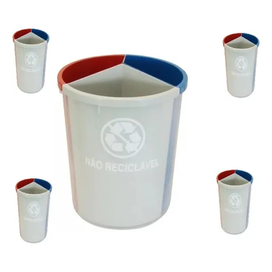 Kit 3 Lixeiras Recicláveis Seletiva 3 Divisórias Mix3 Jsn