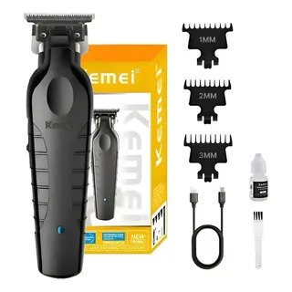 Máquina Acabamento Corta Cabelo Profissional Km-2299 Bivolt Preto 127/220v