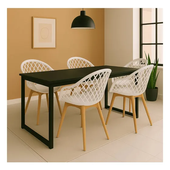 Conjunto Mesa Jantar 4 Cadeiras Estilo Industrial Modernas
