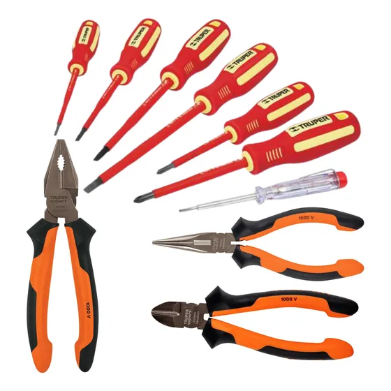 Kit Alicate Universal 8  Dielectrico 1000v + 5 Desarmadores