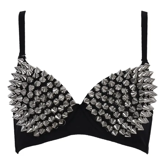 A! Sutiã Punk Com Tachinhas E Contas De Diamante