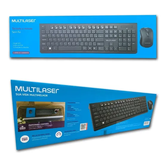 Kit Teclado Mouse Sem Fio Usb Multilaser Tc212 Abnt2 Ptbr