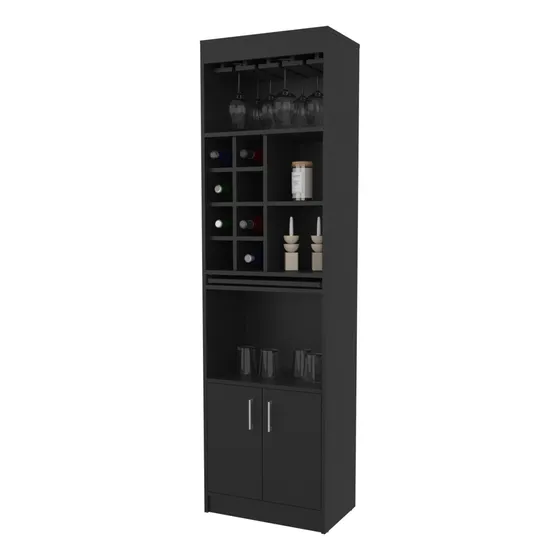 Bar Alto 8 Botelleros Repisa Extensible Fm-012n Negro