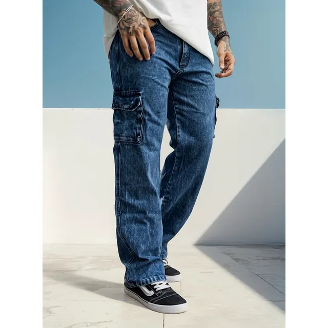 Pantalon Jeans Baggy Cargo Rigido
