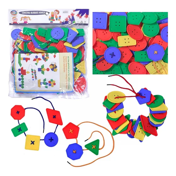 Botones Geometricos De Ensarte Juego Didactico