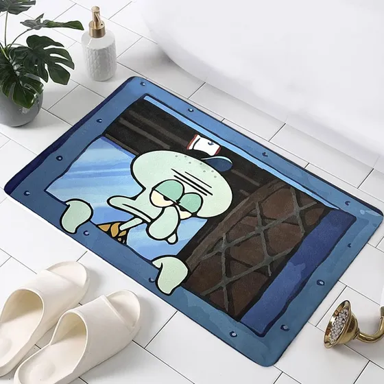 Divertida Alfombra Squiward Para Baño 24 X 16  Genial Unica