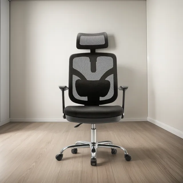 Silla Ergonómica  Ejecutiva Trim Presidente Cromado Ofideas Negro Tela/malla