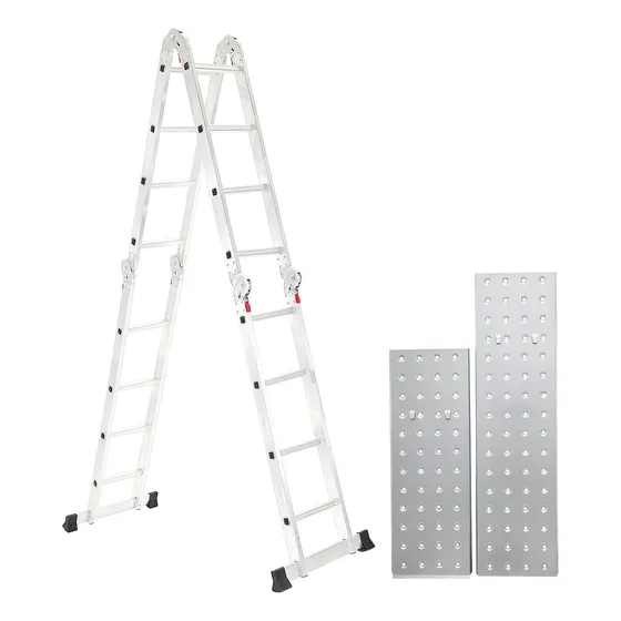 Escalera De Aluminio 4x4 Articulada 16 Escalones + Plataforma Andamio Garden Life