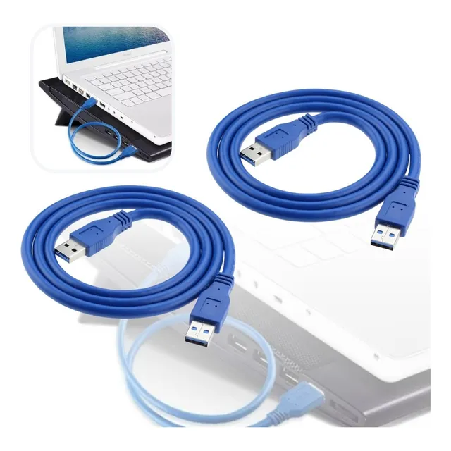 Kit 2 Cabo Usb 3.0 X2 Macho X Macho Passar Dados Arquivos Hd