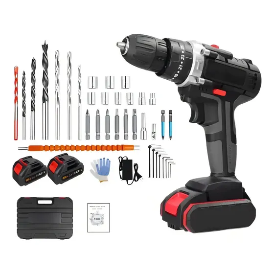 Kit Taladro Destornillador Inalámbrico 24v + 2 Batería Color Gris Oscuro Ferris 156W