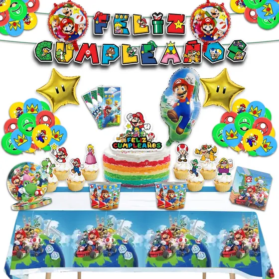 Set Cumpleaños Completo Temáticos Varios Diseños Infantiles Variado Mario Bross