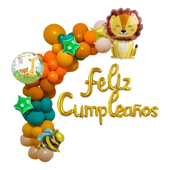 Set De Globos Safari Kit Decoración Cumpleaños 72 Piezas Variado Safari