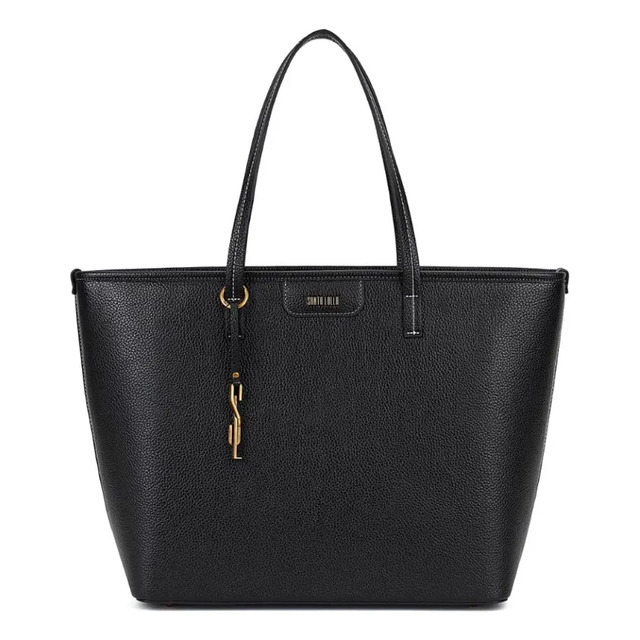 Bolsa Feminina Grande Santa Lolla Preto Preto Ouro