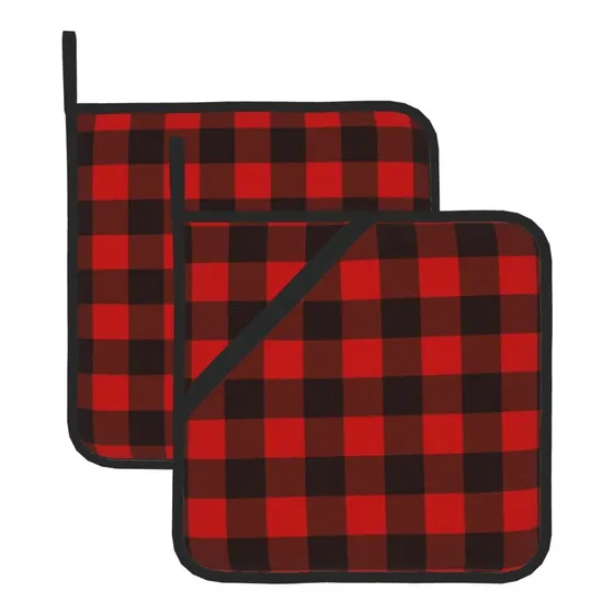 Almohadilla Para Horno Olla Roja Negras: Soporte Resistente