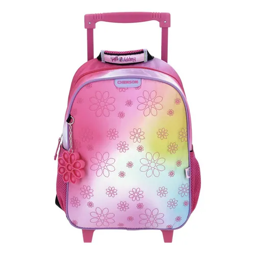 Mochila Con Ruedas Chico Multicolor Chenson Happy Girl Kinde Color Rosa