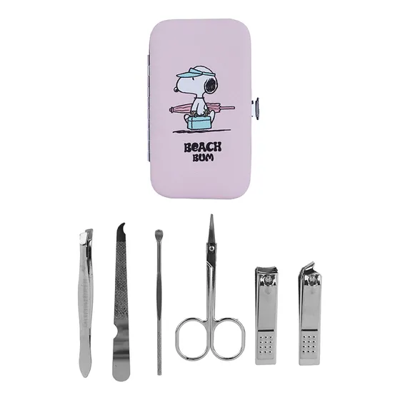 Miniso Kit Manicure Con Estuche Snoopy Acero Inoxidable 6 Pi