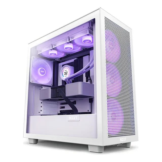 Gabinete Nzxt H7 Flow Rgb Cristal Templado Mid Tower Atx Wh Color Blanco