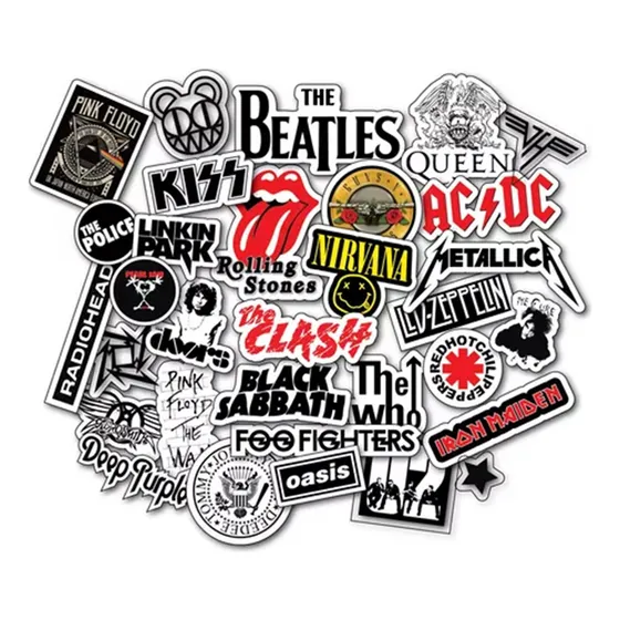 60 Etiquetas Stickers Calcomanías Rock Variadas.