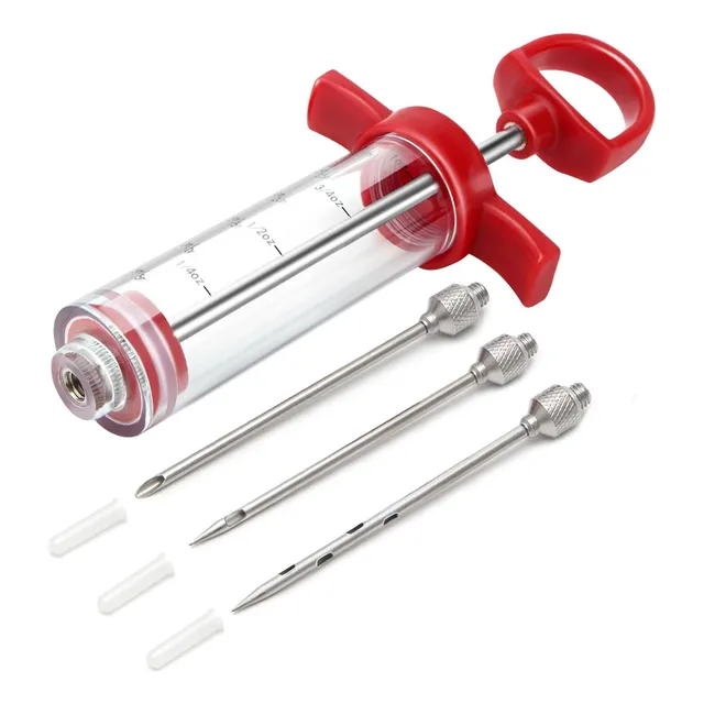 Jeringa Para Carnes Con 3 Agujas De Acero,inyector De Carne