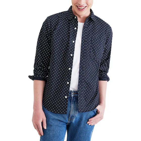 Camisa Hombre Ls Casual Slim Fit Azul Dockers