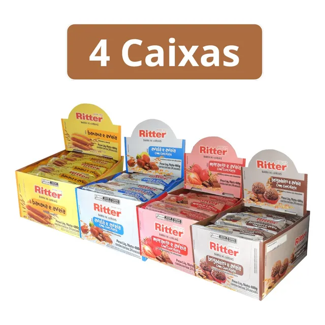 Kit 4 Caixas Barra De Cereais Ritter C/24 Unidades - Atacado