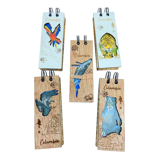 Mini Libreta Por Mayor En Madera Animales De Colombia 10u