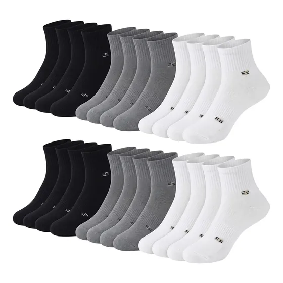 Pack 12 Calcetines Deportivos Unisex Algodón Media Caña