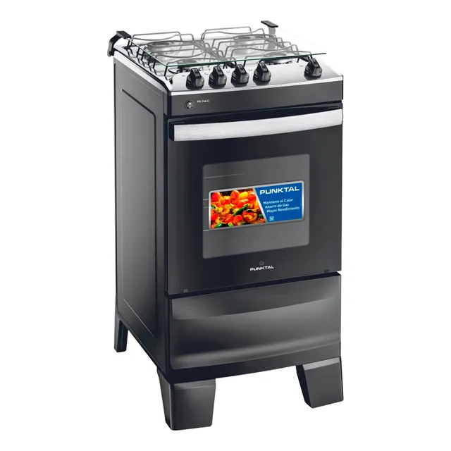 Cocina Combinada 4 Hornallas Punktal Pk-744 C Grill Color Negro