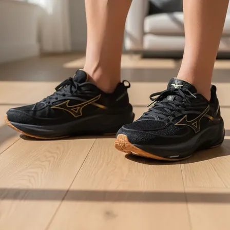 Tênis Mizuno Tamanho Especial Space 6 Lançamento Pto 1069 Preto Liso 46 Br