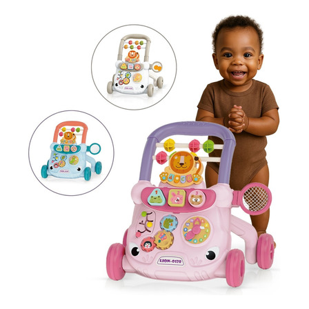 Andador Infantil Empurrador Atividade Musical Bebê Didático Cor Rosa Andador Infantil Empurrador Atividade Musical Bebê Didático Cor Rosa
