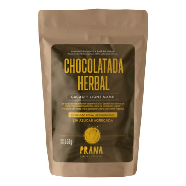 Chocolatada Herbal Con Melena De Leon Prana Sin Azucar 150g