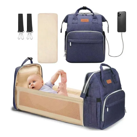 Pañalera Bolso Impermeable Con Cambiador Tipo Cuna