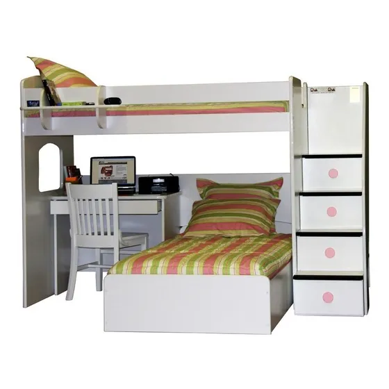 Camas Superpuestas + Escalera Cajonera Y Escritorio