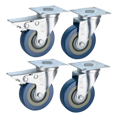 4 Ruedas Giratorias 50 Mm - 2 Con Freno - 200 Kilos Total Azul Acero