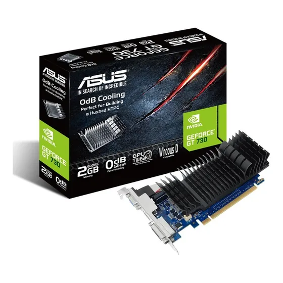 Placa de video Nvidia Asus GeForce GT 730 GDDR5 2GB Perfil Bajo Silenciosa HDMI VGA DVI Black Edition
