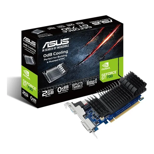 Placa de video Nvidia Asus GeForce GT 730 GDDR5 2GB Perfil Bajo Silenciosa HDMI VGA DVI Black Edition