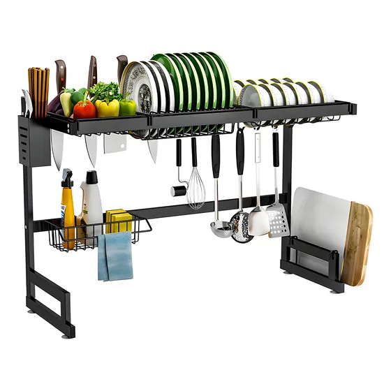 Secaplatos Escurridor 85cm Cubiertos Rack Bacha Organizador Color Negro Kunst & Küche