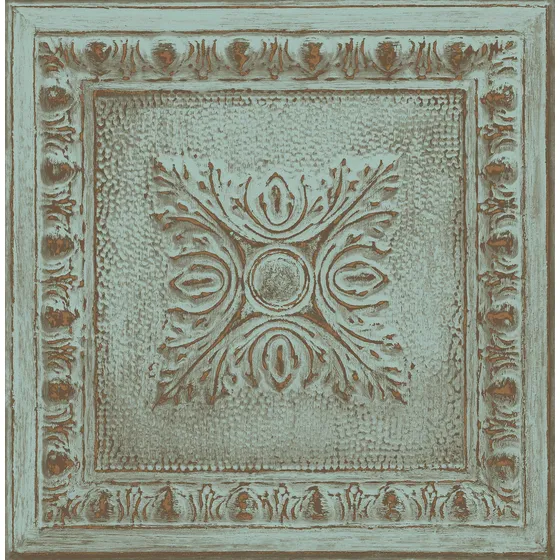 Papel Pintado Baldosa Ornamental Color Turquesa