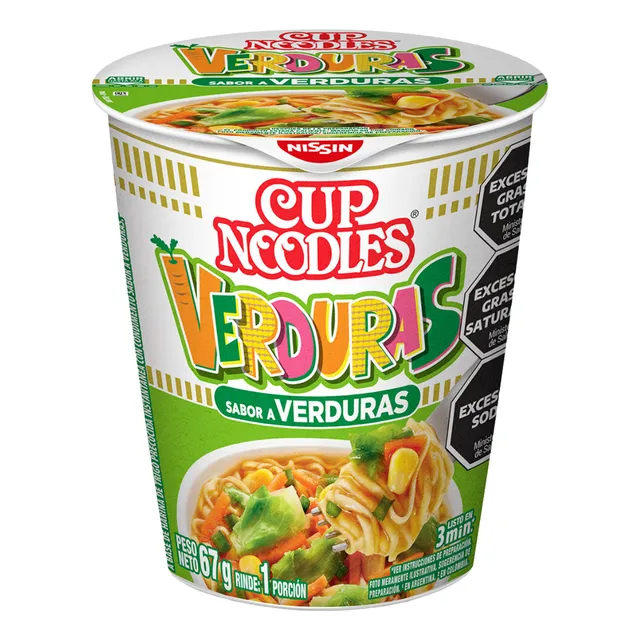 Fideos Cup Noodles Nissin Verdura 67 Gr.