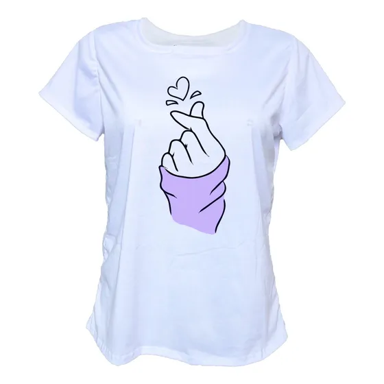 Blusa Playera Casual Mujer Corazón Coreano Mano Simbolo Amor