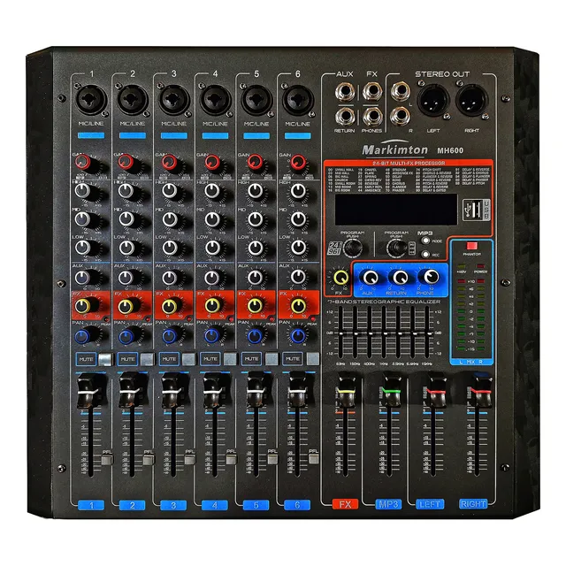 Mezcladora Amplificada 6 Canales 2*380w 99efectos Mh6 Markim
