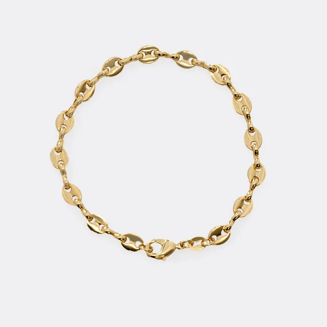 Pulsera Tejido Eslabon Marinero Gucci Oro Laminado 18k