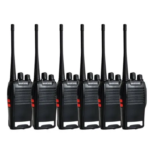 Kit 6 Radio Walk Talk Comunicador Profissional 12km Baofeng Bf-777s Cor Preto 127/220V
